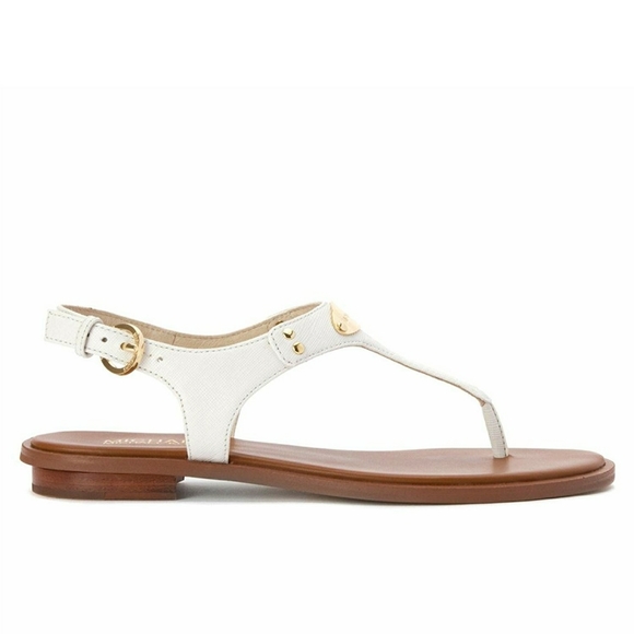 New! MICHAEL KORS Women's Plate Thong Leather White Sandals Size 8.5 - Picture 3 of 4
